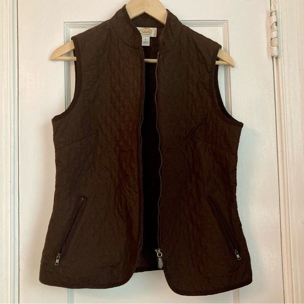 Talbots Quilted Zip-Up Vest Chocolate Brown Women’s Small - Picture 3 of 6